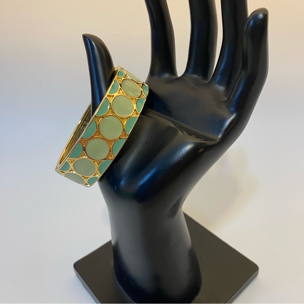 Elegant Gold Turquoise Green Enamel Bangle Bracelet